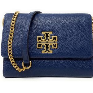 Tory Burch Britten Chain Wallet Royal Navy NWT